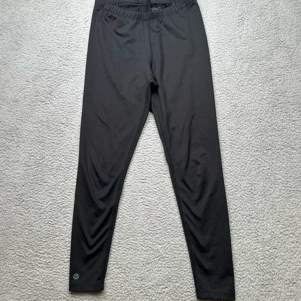 Athleta Black Mid Rise Drawstring Cropped Legging Pants Sz small